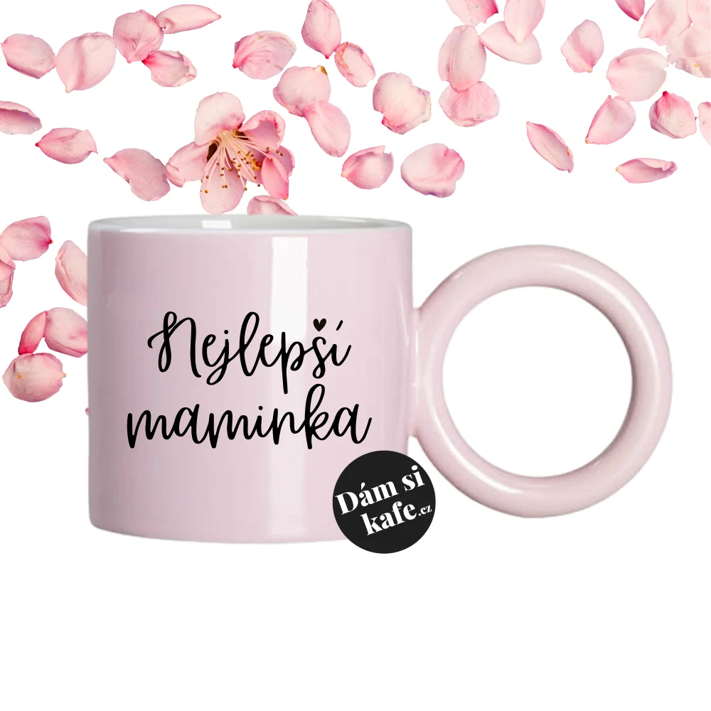 Růžový hrnek s velkým uchem Nejlepší maminka
