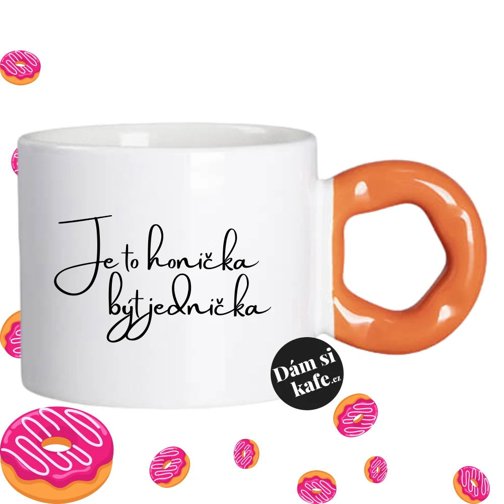 Hrnek Koblížek s koblihovým (donut) uchem Je to honička být jednička