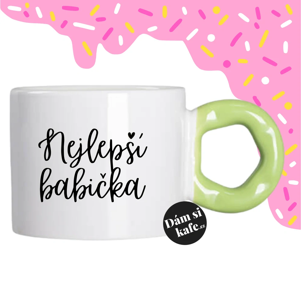Hrnek Koblížek s koblihovým (donut) uchem Nejlepší babička