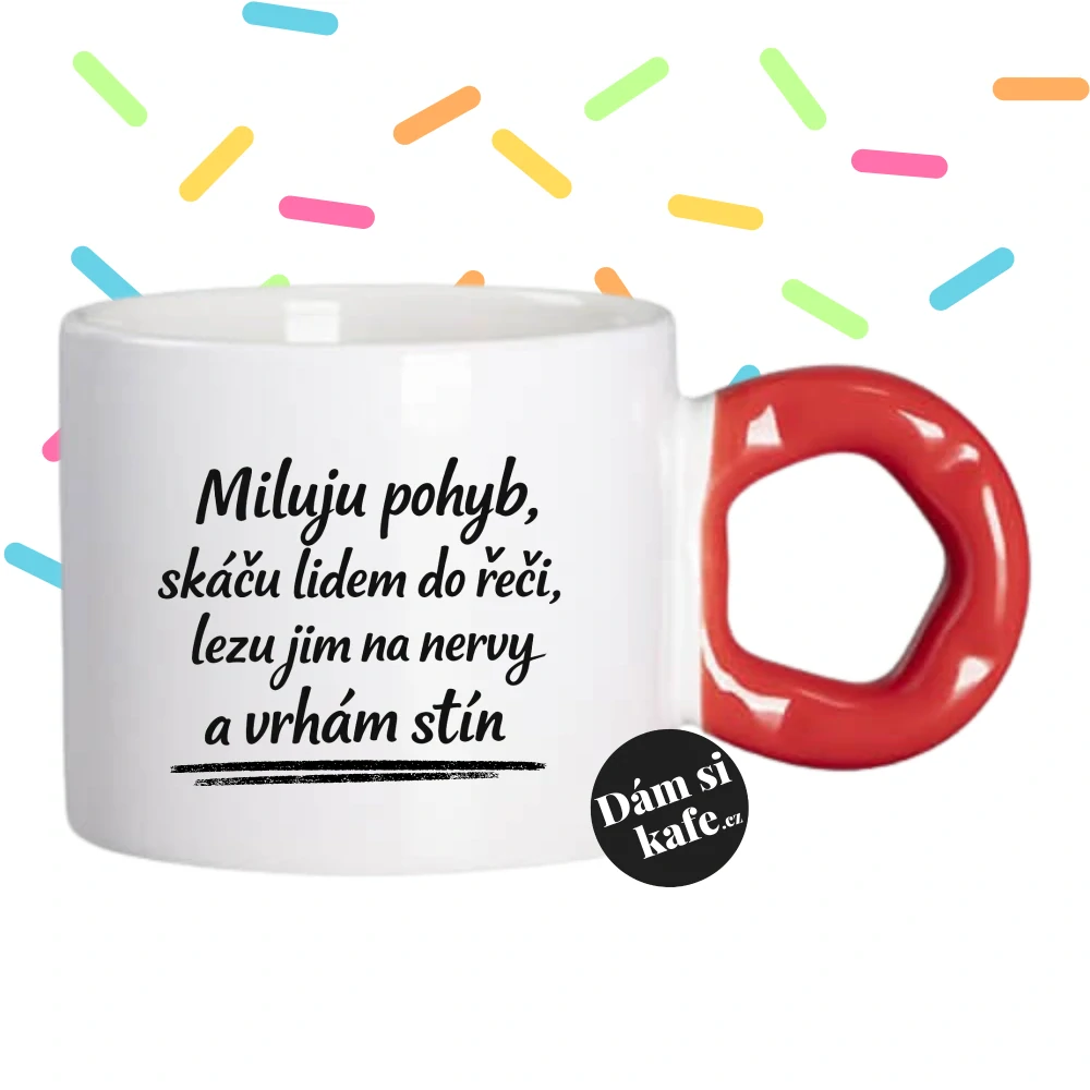 Hrnek Koblížek s koblihovým (donut) uchem Miluju pohyb