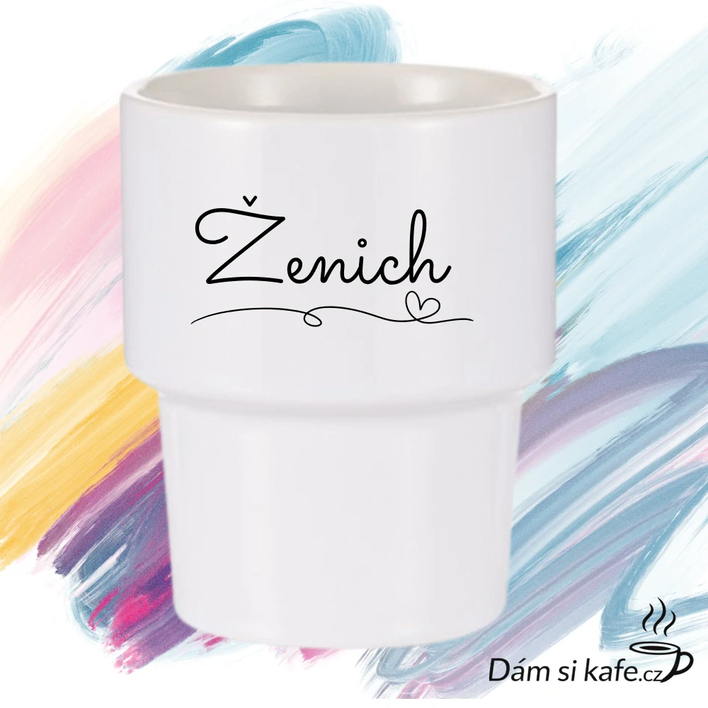 Designový keramický hrnek bez ucha „Ženich“ (360 ml)