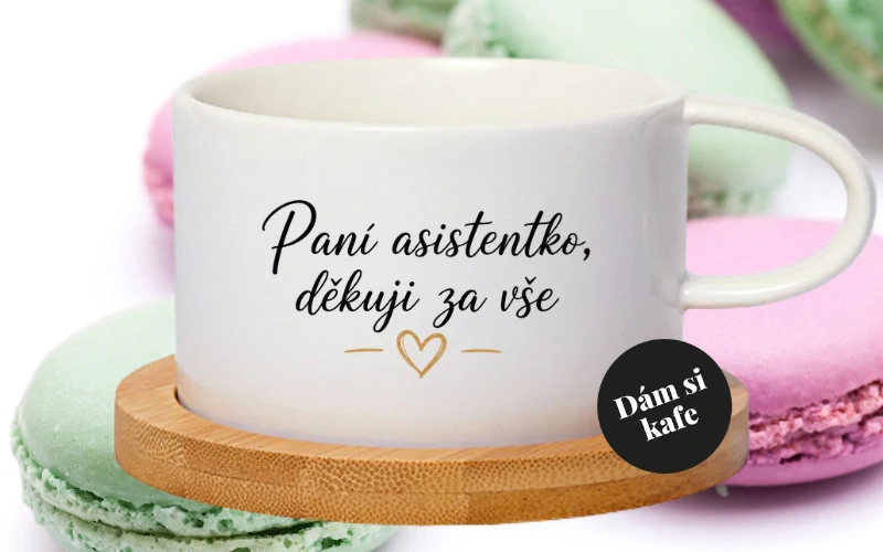 Šálek makronka Paní asistentko, děkuji za vše
