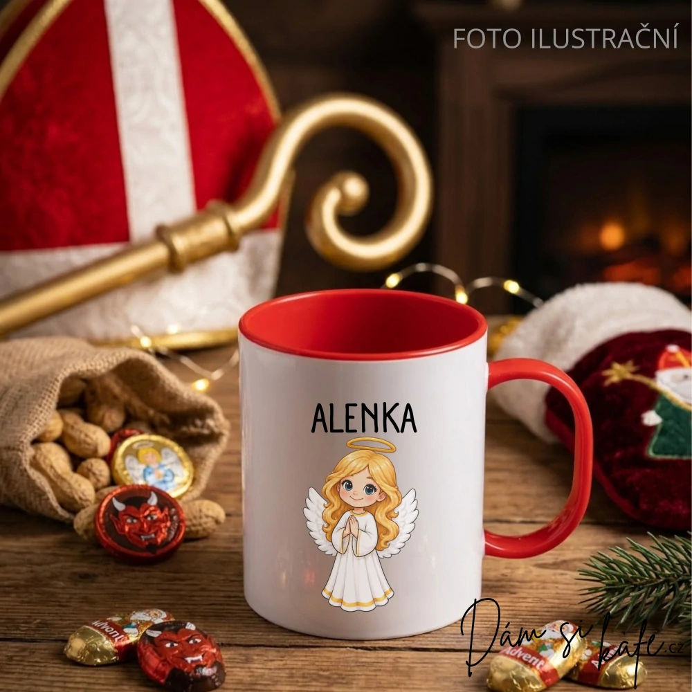 Dětský plastový hrnek „Anděl“ – s vlastním jménem, nerozbitný (300 ml)