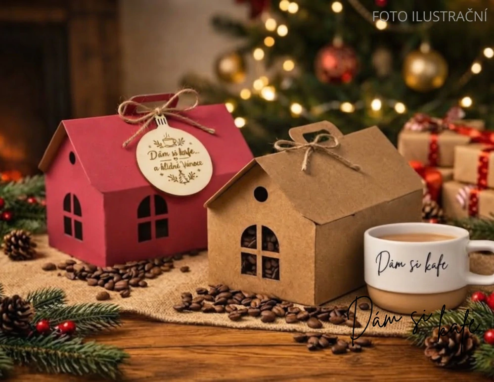 🎄 Vánoční dárkový kávový set – Degustační domeček s výběrovou kávou (3× 100g)