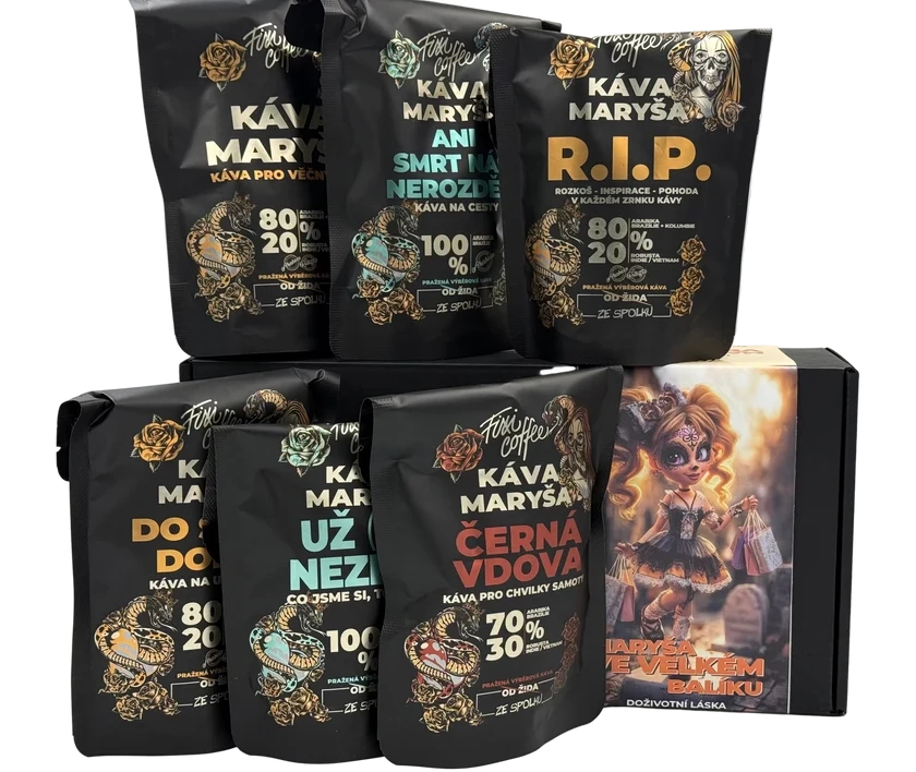 ☕ Velká dárková degustační sada Káva Maryša – Ve velkém balíku (6× 100 g) Fixi Coffee