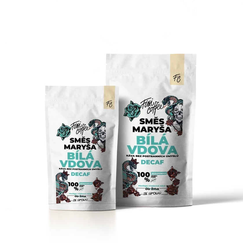 ☕ Bezkofeinová dárková káva Káva Maryša – Bílá vdova (100% výběrová Arabica z Etiopie) Fixi Coffee