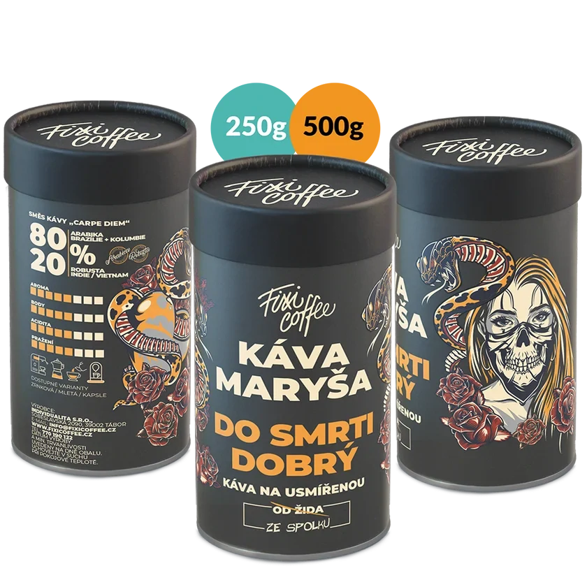 ☕ Dárková káva Káva Maryša – Do smrti dobrý (směs 80 % Arabica a 20 % Robusta) Fixi Coffee