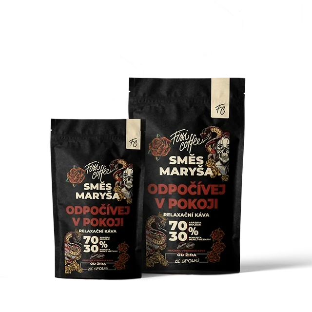 ☕ Dárková káva Káva Maryša – Odpočívej v pokoji (směs 70 % Arabica a 30 % Robusta) Fixi Coffee