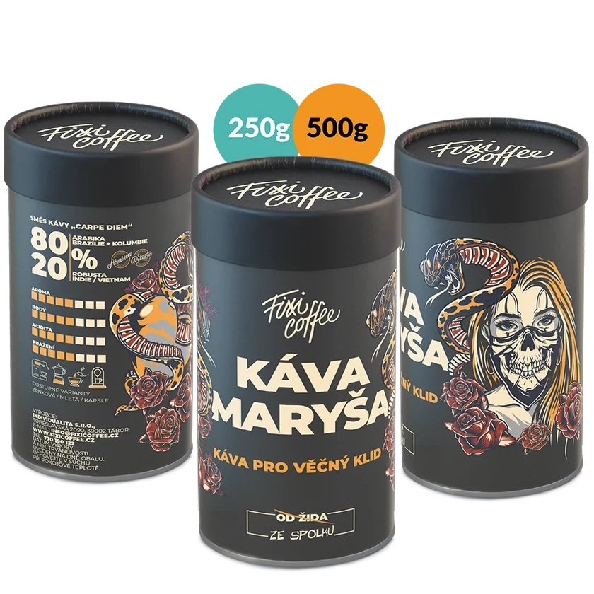 ☕ Dárková káva Káva Maryša – Pro věčný klid (směs 80 % Arabica a 20 % Robusta) Fixi Coffee