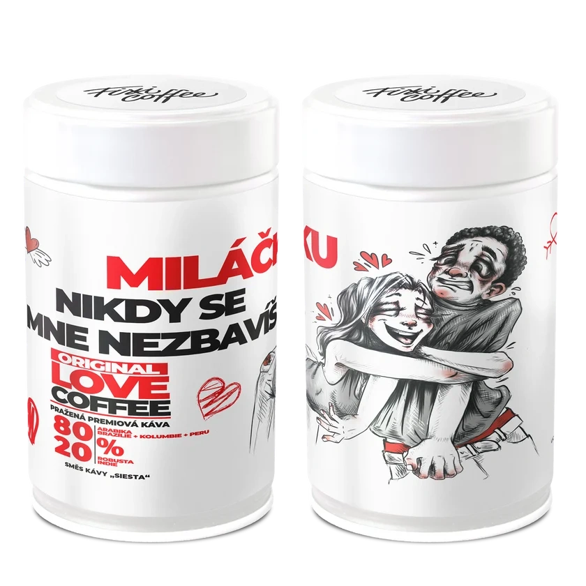 ☕ Dárková káva Miláčku – nikdy se mne nezbavíš (směs 80 % Arabica a 20 % Robusta v papírové tubě 250 g) Fixi Coffee