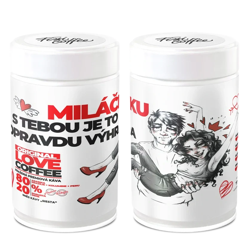 ❤️ Dárková káva Miláčku – S tebou je to opravdu výhra (směs 80 % Arabica a 20 % Robusta v papírové tubě 250 g) Fixi Coffee