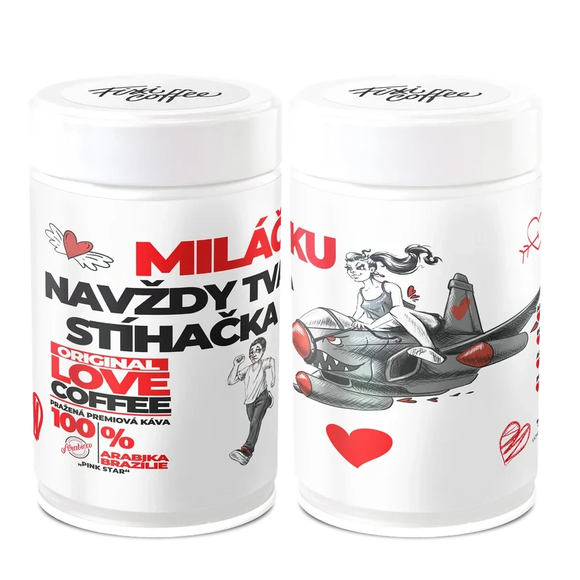 ❤️ Dárková káva Miláčku – navždy Tvá stíhačka (100% výběrová Arabica v papírové tubě 250 g) Fixi Coffee
