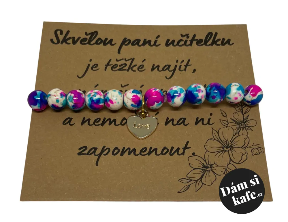 Korálkový náramek barevný se srdíčkem
