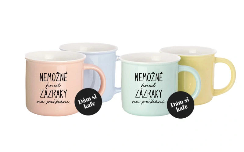 Barevný hrnek Nemožné hned zázraky na počkání