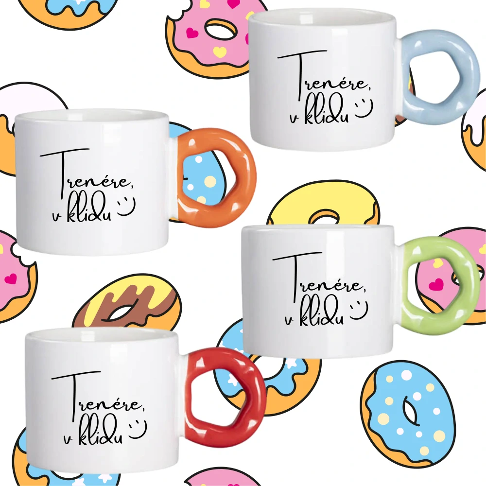 Hrnek Koblížek s koblihovým (donut) uchem Trenére v klidu :)