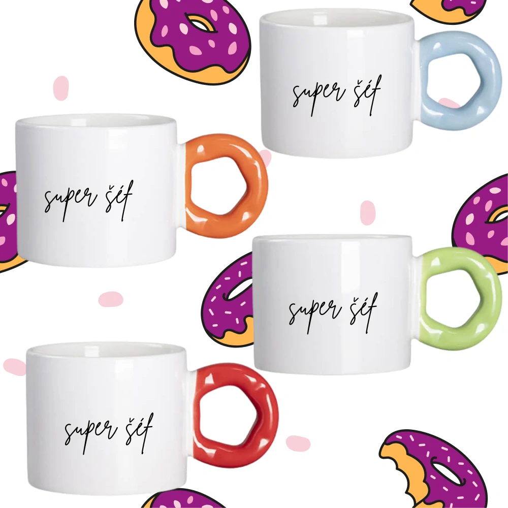 Hrnek Koblížek s koblihovým (donut) uchem Super šéf
