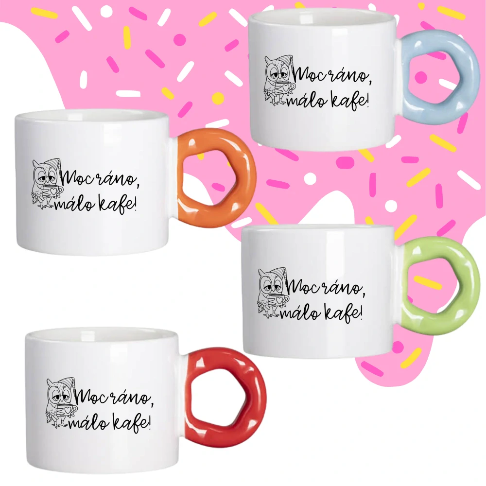 Hrnek Koblížek s koblihovým (donut) uchem Moc ráno, málo kafe