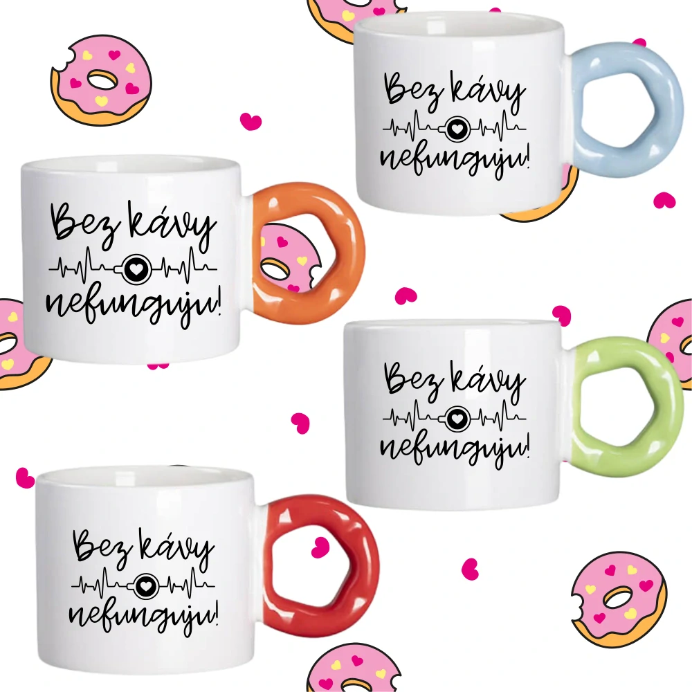 Hrnek Koblížek s koblihovým (donut) uchem Bez kávy nefunguju