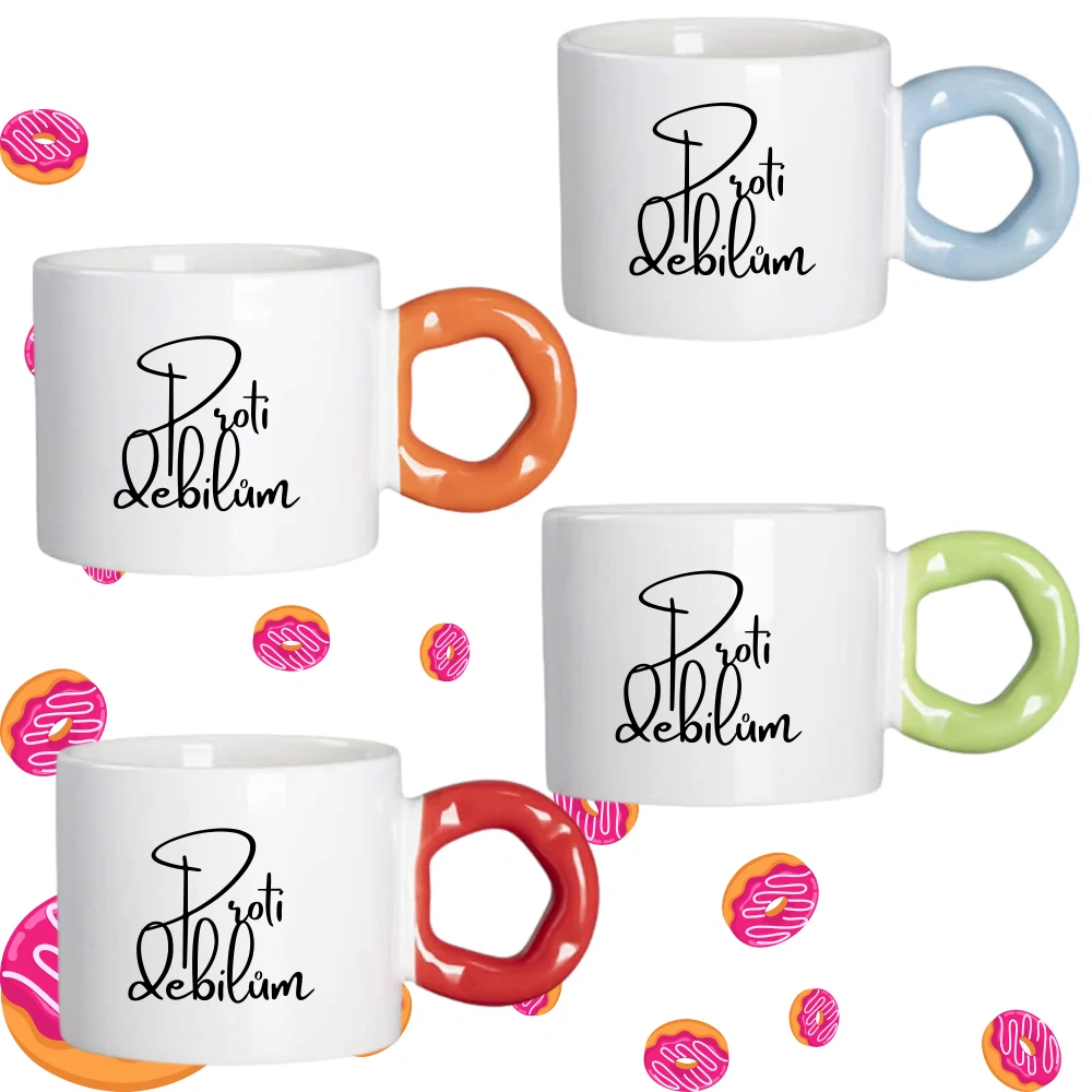 Hrnek Koblížek s koblihovým (donut) uchem Proti debilům