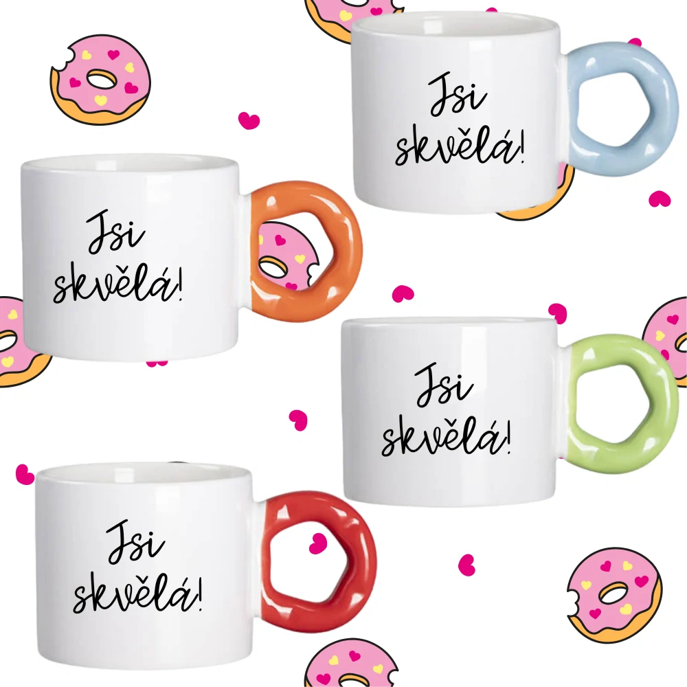 Hrnek Koblížek s koblihovým (donut) uchem Jsi skvělá!