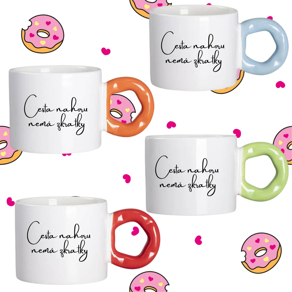 Hrnek Koblížek s koblihovým (donut) uchem Cesta nahoru nemá zkratky