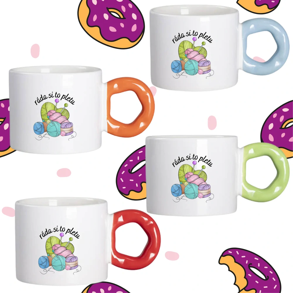 Hrnek Koblížek s koblihovým (donut) uchem Ráda si to pletu