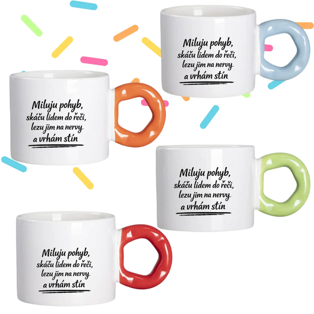 Hrnek Koblížek s koblihovým (donut) uchem Miluju pohyb