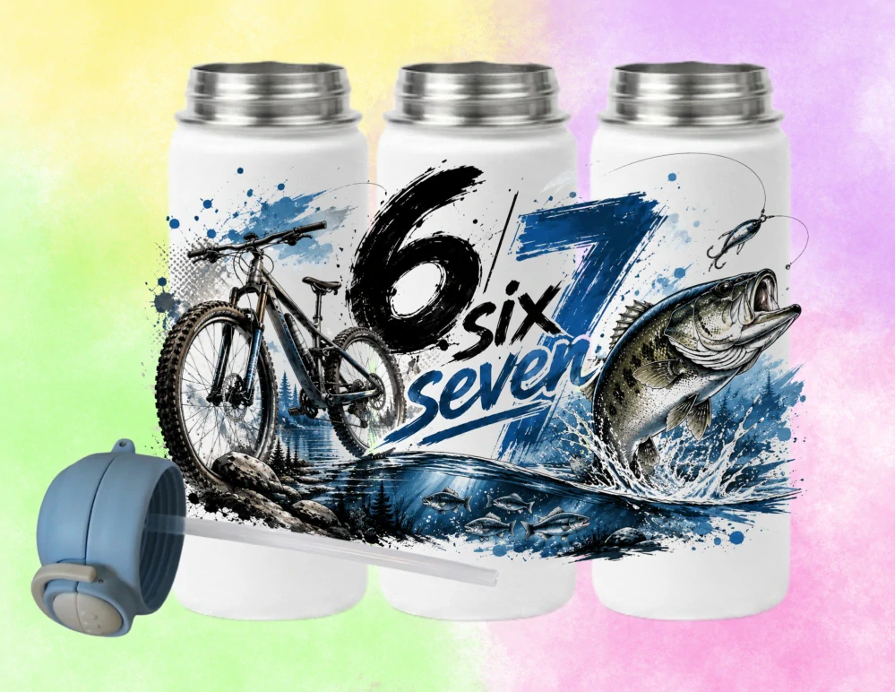 Dětská nerezová termoska s jménem a motivem Kolo a ryby (Six Seven) 500 ml – růžová / modrá