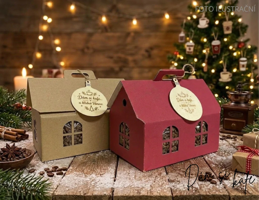 🎄 Vánoční dárkový kávový set – Degustační domeček s výběrovou kávou (3× 100g)