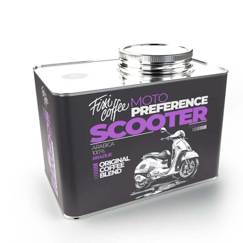 ☕ Dárková káva Motokafe – Scooter (100% výběrová Arabica v plechovém kanystru) Fixi Coffee