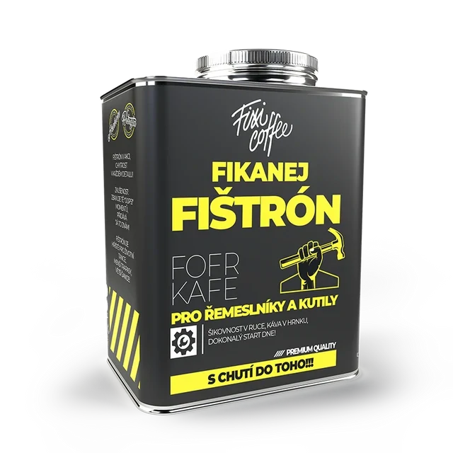 ☕ Dárková káva Fofrkafe – Fikanej fištrón (směs 80 % Arabica a 20 % Robusta ve stylovém plechovém kanystru) Fixi Coffee