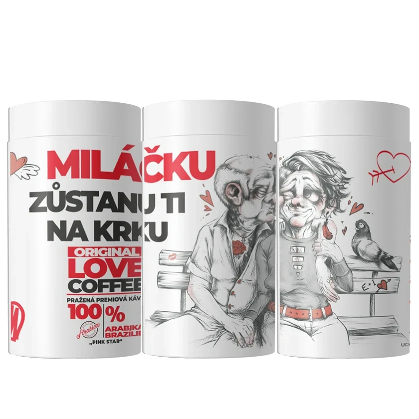 ❤️ Dárková káva Miláčku – zůstanu ti na krku (100% výběrová Arabica v papírové tubě 250 g) Fixi Coffee