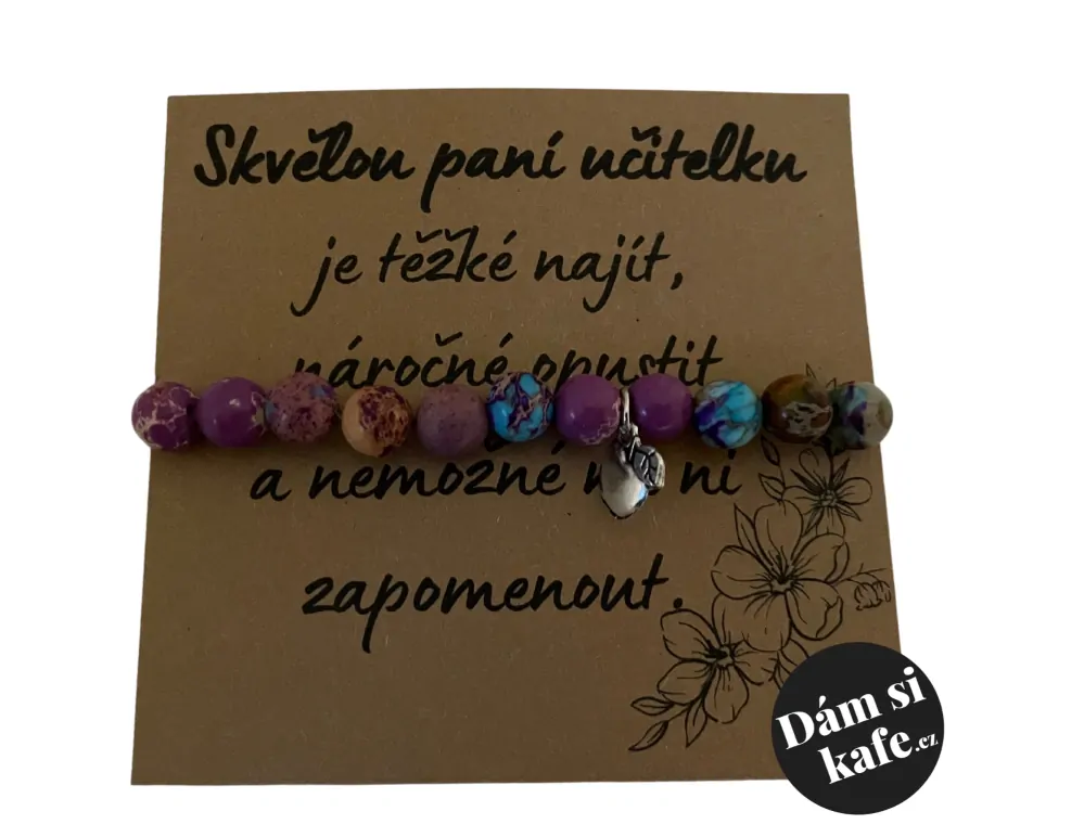 Korálkový náramek fialový s jablíčkem