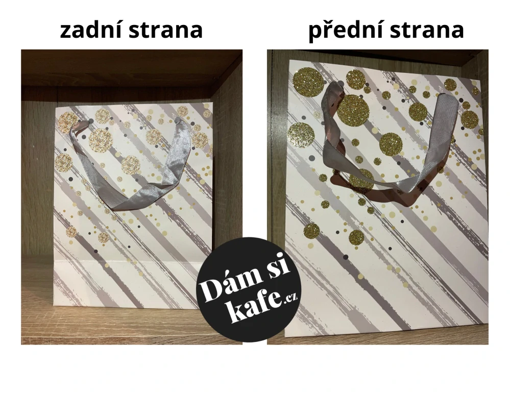Dárková taška světlá se zlatým motivem