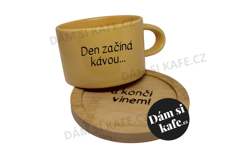 Bambusový podšálek s gravírovaným a končí vínem !