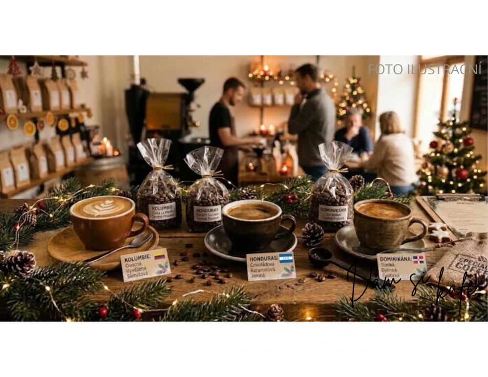 🎄 Vánoční dárkový kávový set – Degustační domeček s výběrovou kávou (3× 100g)