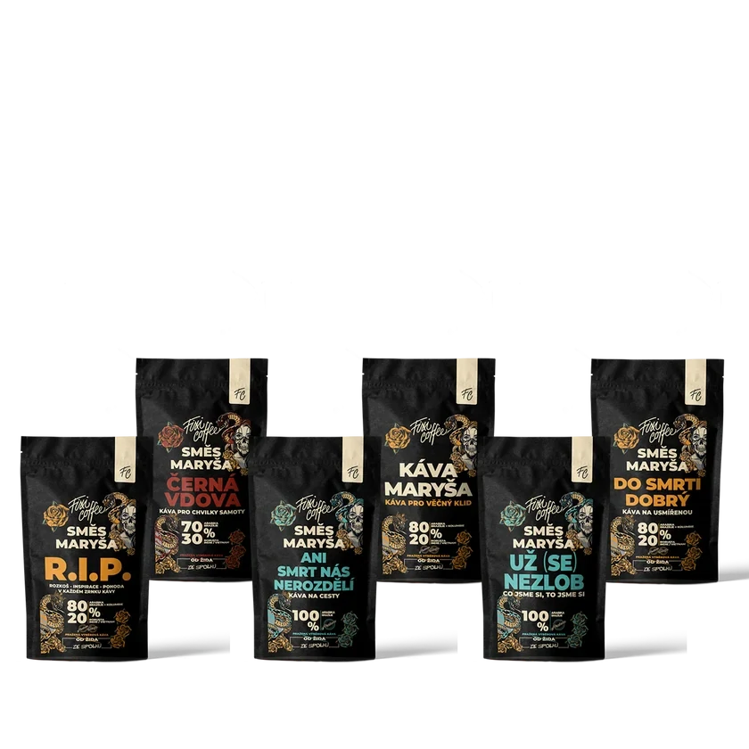 ☕ Velká dárková degustační sada Káva Maryša – Ve velkém balíku (6× 100 g) Fixi Coffee