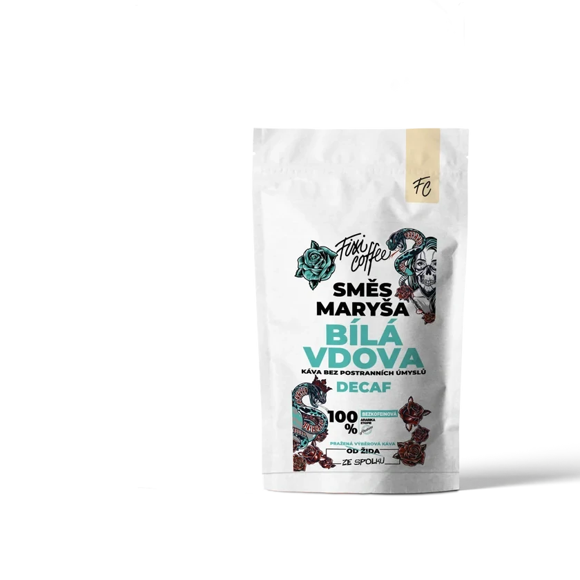 ☕ Bezkofeinová dárková káva Káva Maryša – Bílá vdova (100% výběrová Arabica z Etiopie) Fixi Coffee