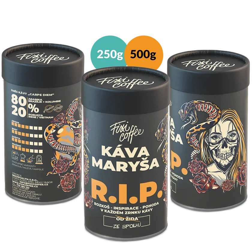 ☕ Dárková káva Káva Maryša – R.I.P. (směs 80 % Arabica a 20 % Robusta) Fixi Coffee