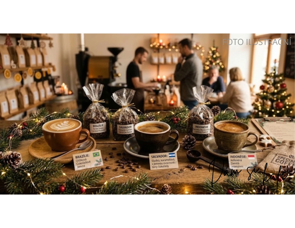 🎄 Vánoční dárkový kávový set – Degustační domeček s výběrovou kávou (3× 100g)