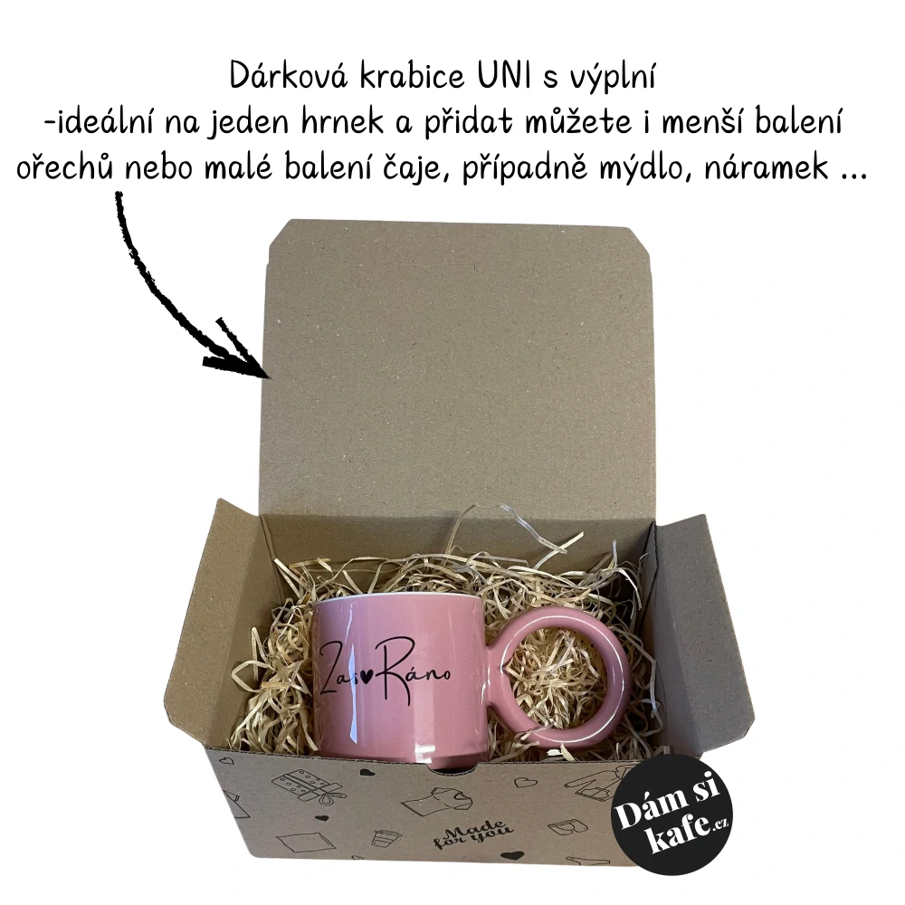 Růžový hrnek s velkým uchem Miluju pohyb skáču lidem do řeči lezu jim na nervy a vrhám stín