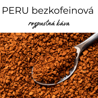 Peru rozpustná bezkofeinová káva - káva z pražírny