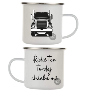 Plecháček s kamionem a textem