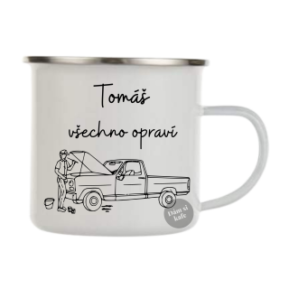 Plecháček s autem mechanik, opravář