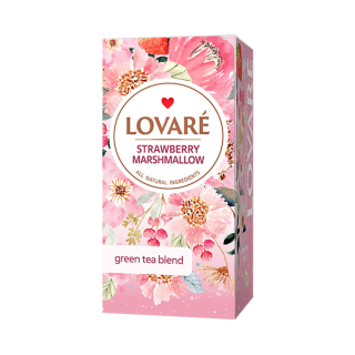 Lovaré Strawberry Marshmallow, zelený čaj (24 sáčků)