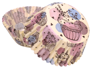 Papírové košíčky na muffiny a cupcakes s motivem muffinu