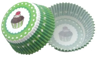Papírové košíčky na muffiny a cupcakes zelené