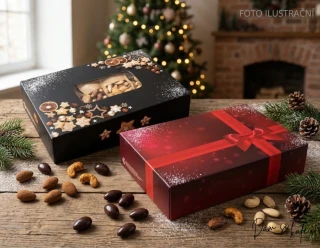 🎁 Vánoční dárková sada ořechů mix (4× 50 g) – Sváteční mix se skořicí, medem, solí a čokoládou