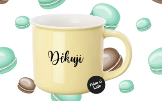 Barevný hrnek Děkuji
