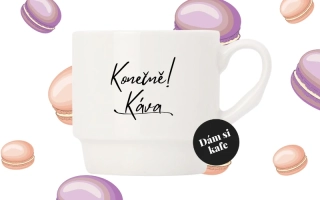 Stohovatelný hrnek Konečně káva
